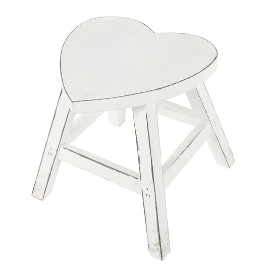 White Shabby Heart Stool - Fulleylove Woodworking