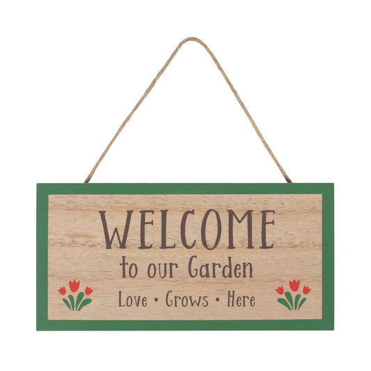 Welcome To Our Garden Hanging Sign - Fulleylove Woodworking