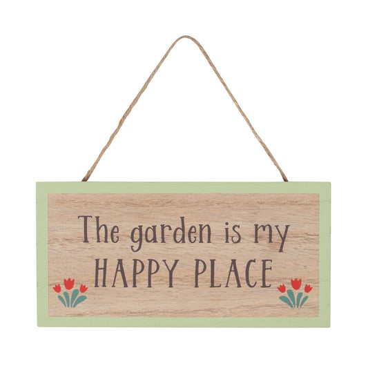 The Garden Is My Happy Place Hanging Sign - Fulleylove Woodworking