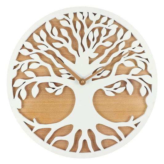 40cm White Tree of Life Cut Out Clock - Fulleylove Woodworking